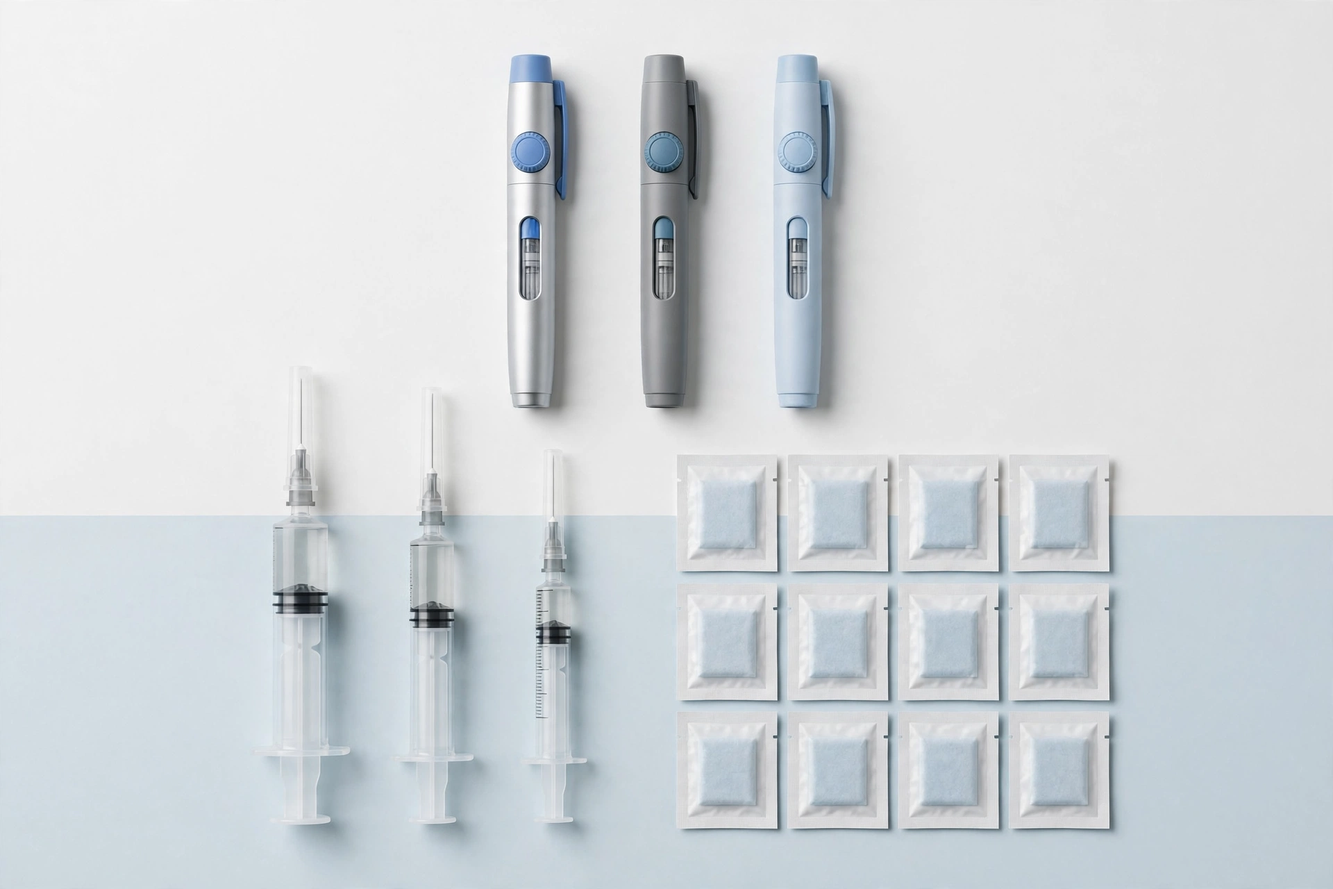 Flat lay of medical supplies